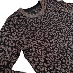 Banana Republic Metallic Leopard Sweater Crewneck